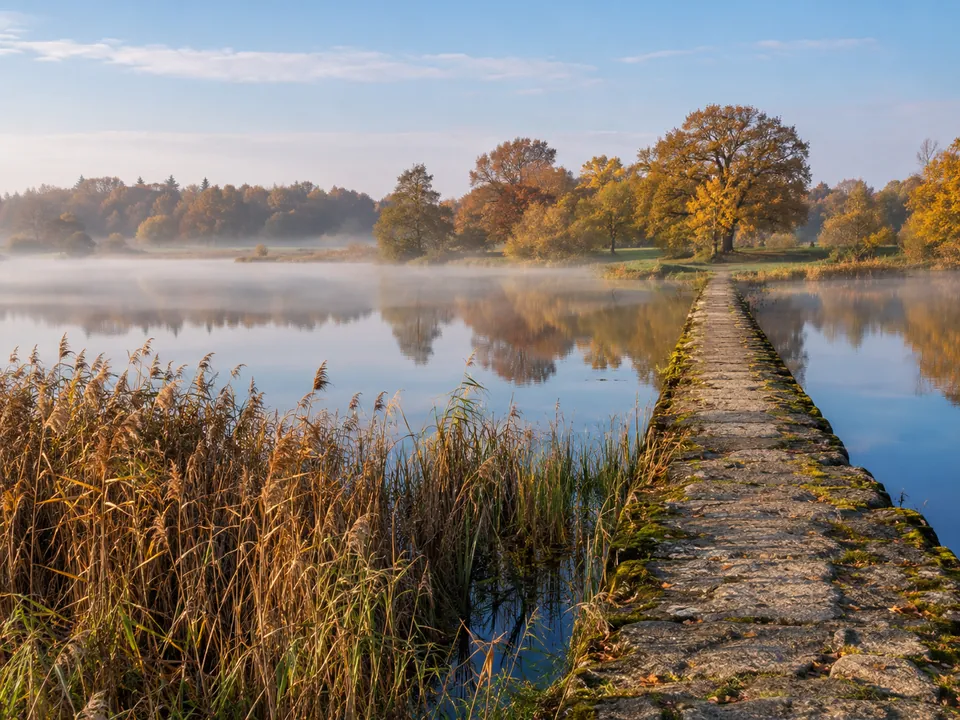 Il lago intorno a Schloss Moritzburg, creato allagando quattro stagni più piccoli