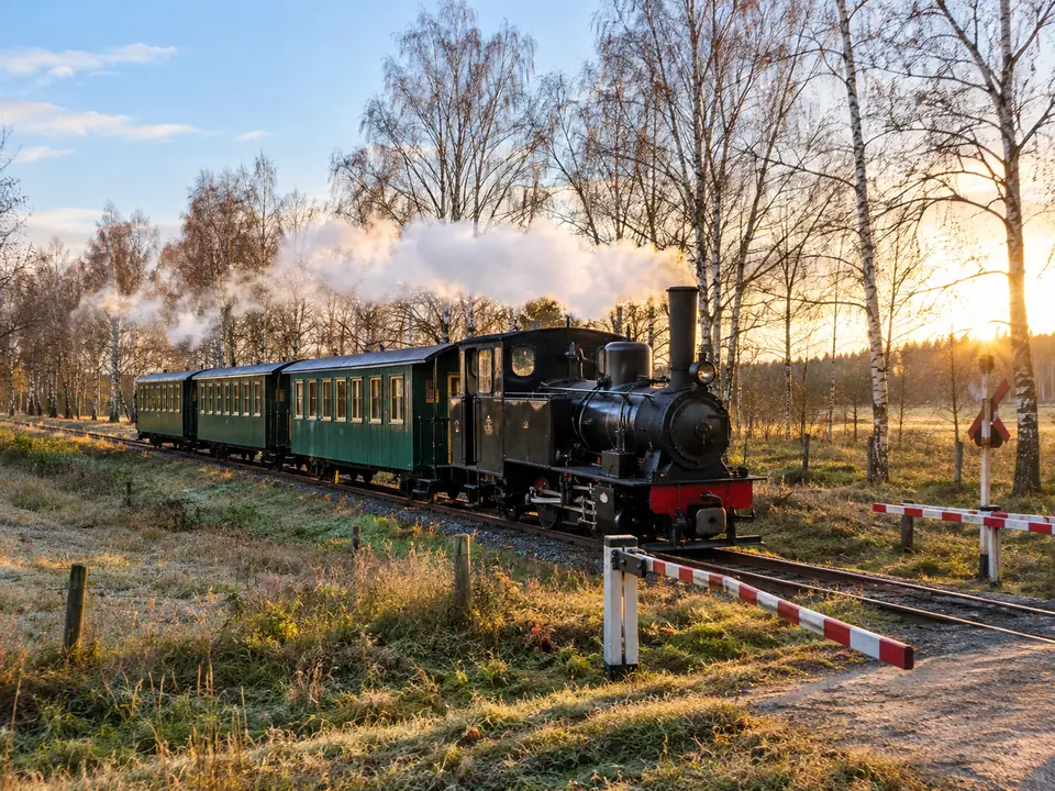 La ferrovia a scartamento ridotto a vapore Lößnitzgrundbahn che porta a Moritzburg